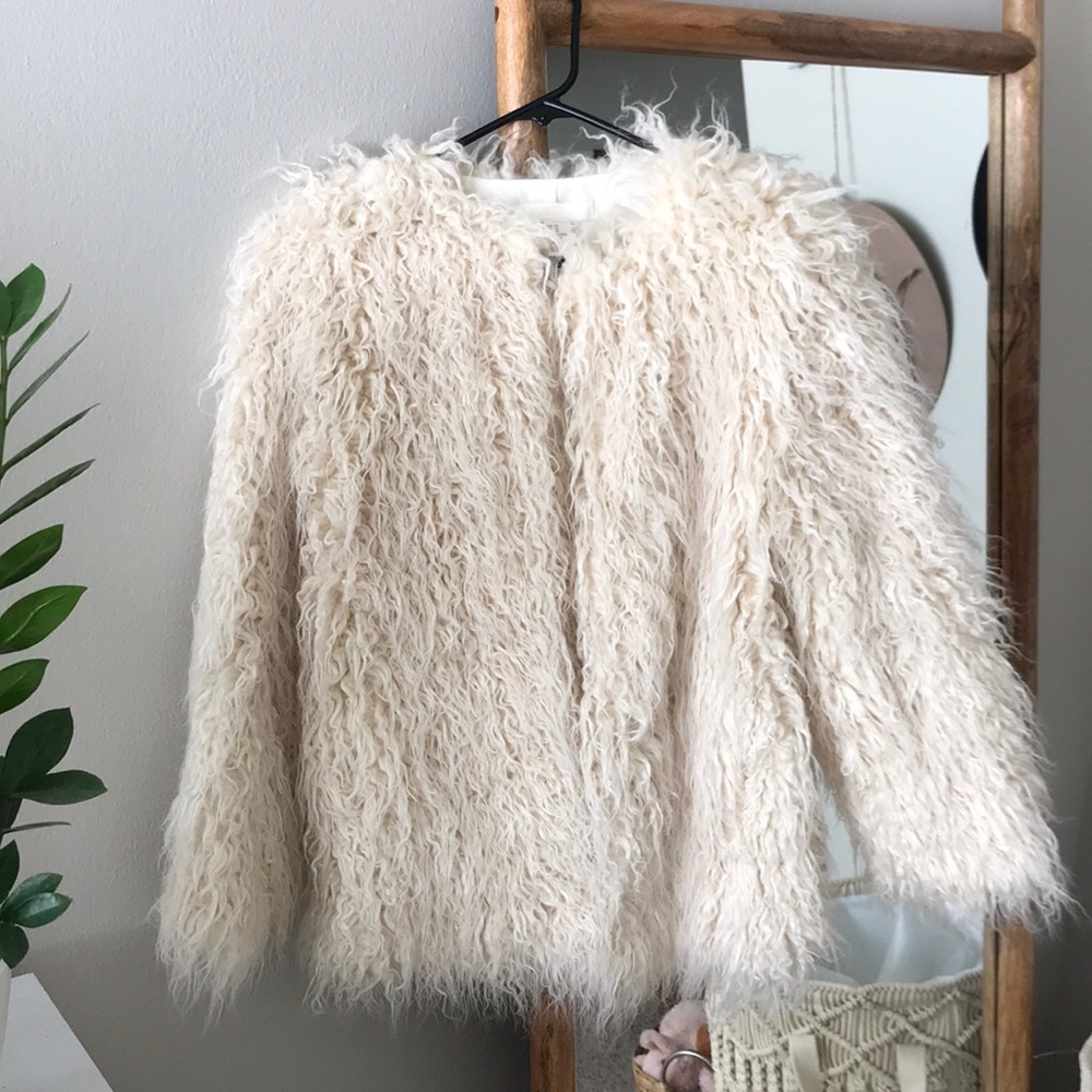 H&M Shaggy Fur Cream Jacket / Size XS